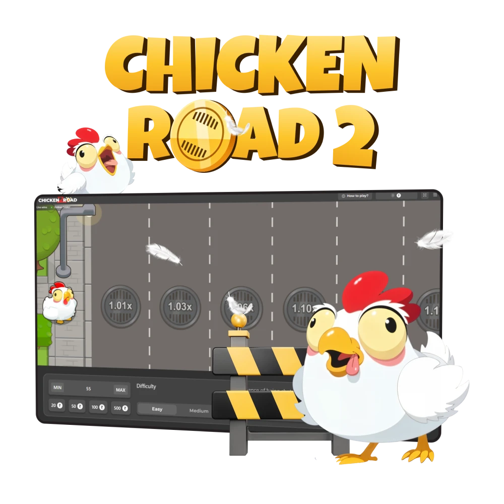 Chicken Road 2 gameplay image with chickens